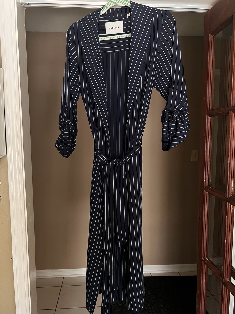 Babaton Navy Pinstripe Wrap